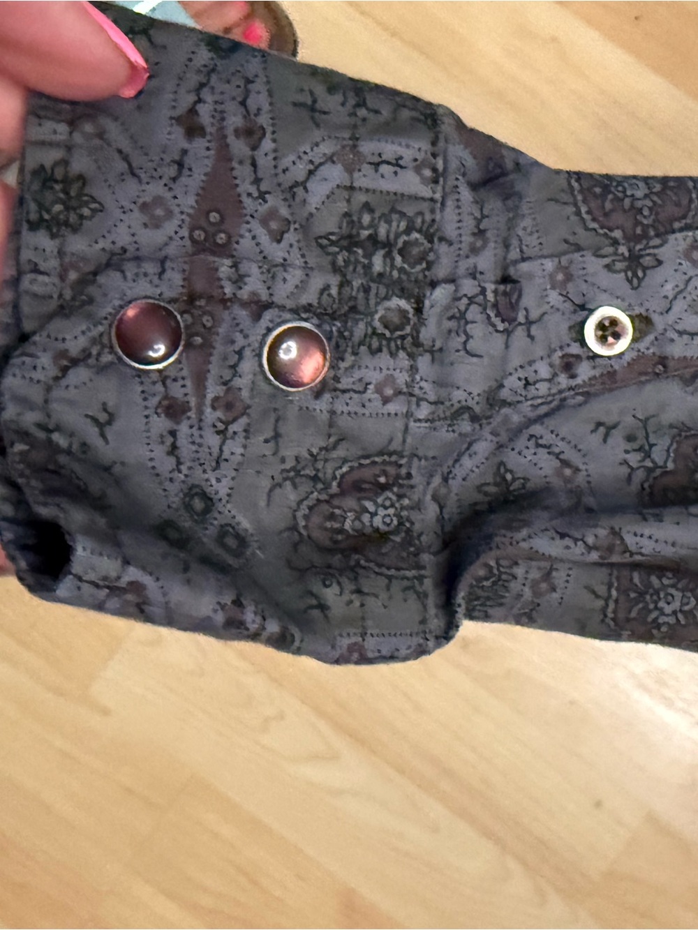 De Coded Grey and Purple Patterned Snap Button Shirt Size Large 100% Cotton - Picture 3 of 3
